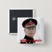 HRH Duke of Edinburgh Vierkante Button 5,1 Cm (Voorkant /achterkant)
