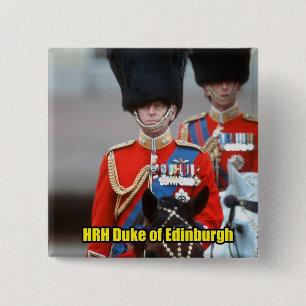 HRH Duke of Edinburgh Vierkante Button 5,1 Cm