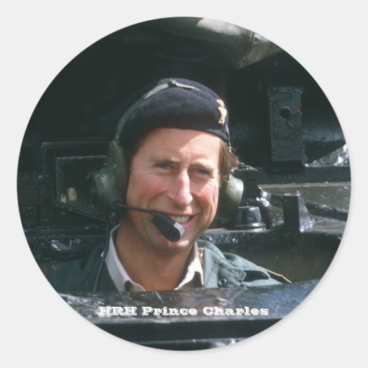 HRH Prince Charles Ronde Sticker (Voorkant)