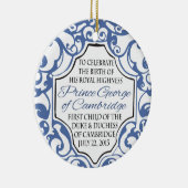 HRH Prince George Blue/White Scroll Keramisch Ornament (Rechts)