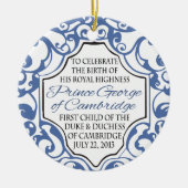 HRH Prince George Blue/White Scroll Keramisch Ornament (Voorkant)