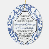 HRH Prince George Blue/White Scroll Keramisch Ornament (Links)
