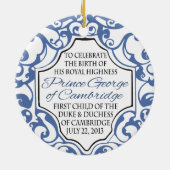 HRH Prince George Blue/White Scroll Keramisch Ornament (Achterkant)