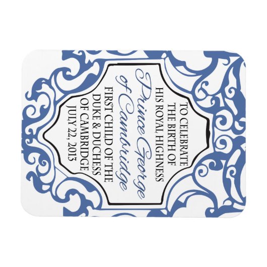 HRH Prince George Blue/White Scroll Magneet (Horizontaal)