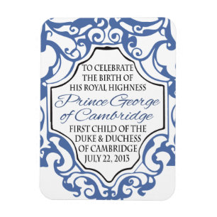 HRH Prince George Blue/White Scroll Magneet