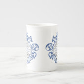 HRH Prince George Blue/White Scroll Porselein Kop (Voorkant)