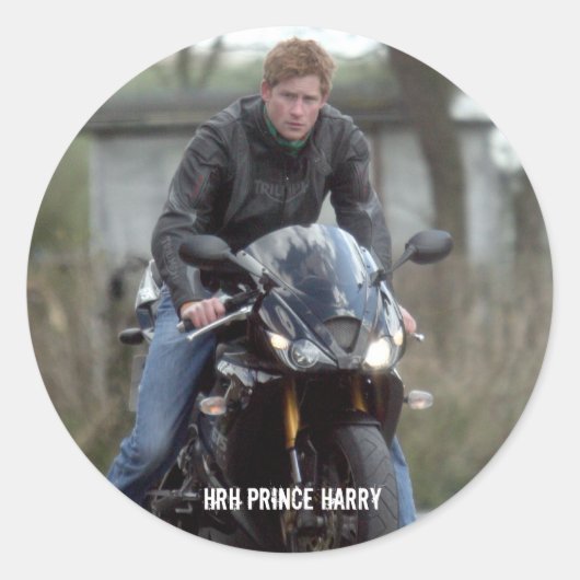 HRH Prince Harry motor Ronde Sticker (Voorkant)