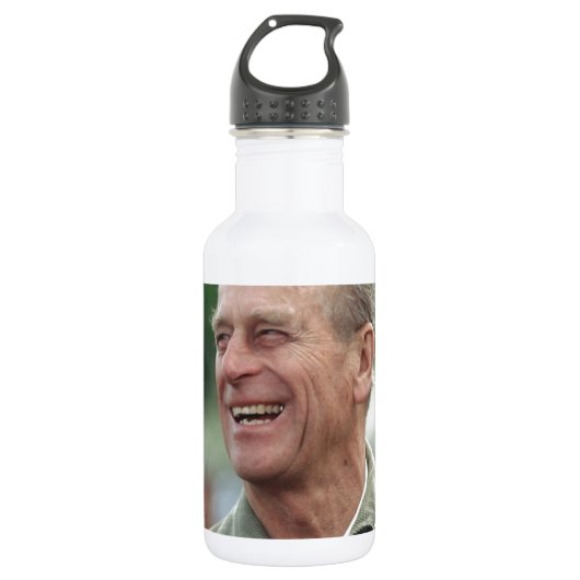 HRH Prince Philip lachend Waterfles (Voorkant)