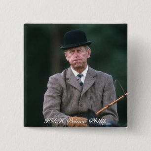 HRH Prince Philip Windsor 1980 Vierkante Button 5,1 Cm