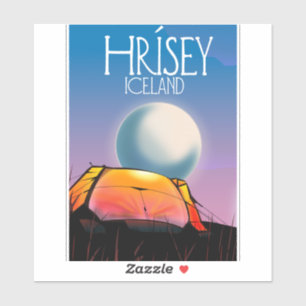 Hrísey IJsland Vintage campingposter Sticker
