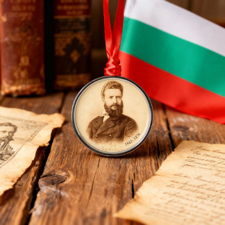 Hristo Botev Vintage Portret Bulgaarse Patriot Metalen Ornament