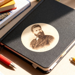 Hristo Botev Vintage Portret Bulgaarse Patriot Ronde Sticker