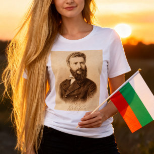 Hristo Botev Vintage Portret Bulgaarse Patriott Tri-Blend Shirt