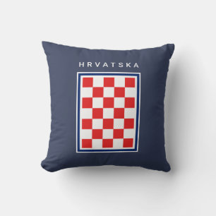 Hrvatska Schakend Blauw Rand Kussen