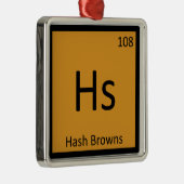 HS - Hash Browns Breakfast Chemistry-symbool Metalen Ornament (Rechts)