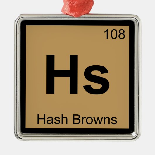Hs - Hash Browns Chemistry Periodic Table Symbool Metalen Ornament (Voorkant)