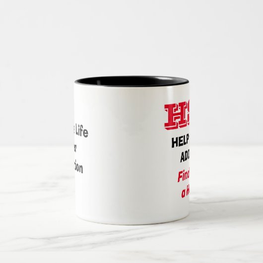 "HSA - Hulp Selfie Addics - vind hen een hobby" T Tweekleurige Koffiemok (Center)