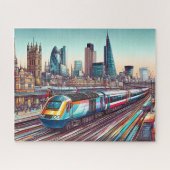HST Trein Verlaat Londen + Landmarks Illustratie Legpuzzel (Horizontaal)