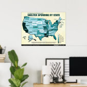 HSUS Shelter Uitgaven per staat Poster (Thuiskantoor)