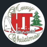 HT MERRY CHRISTMAS HISTO TECHNICIAN RONDE STICKER<br><div class="desc">HT MERRY CHRISTMAS HISTO TECHNICIAN PRETTIGE FEESTDAGEN MET DIT FESTIEVE ONTWERP VOOR DE LABORATORIUMSPECIALIST</div>