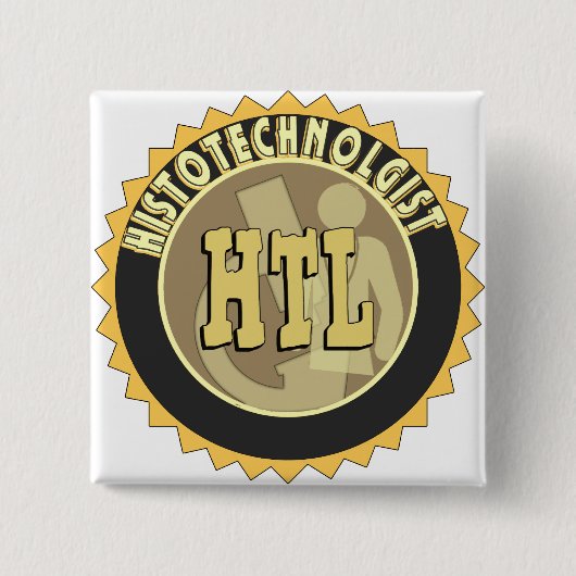 HTL BADGE HISTOTECHNOLOGISCH HISTOLOGISCHE TEKST VIERKANTE BUTTON 5,1 CM (Voorkant)
