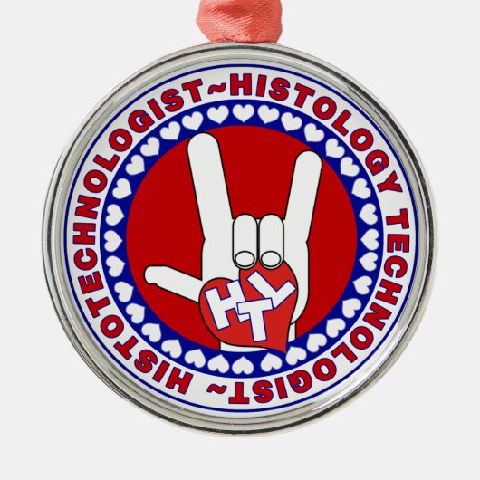 HTL HISTOTECHNOLOGIST SPECIALIST LOGO RUND LAB METALEN ORNAMENT (Voorkant)