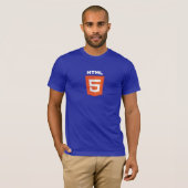 HTML5 donkerblauwe T-shirt (Voorkant volledig)