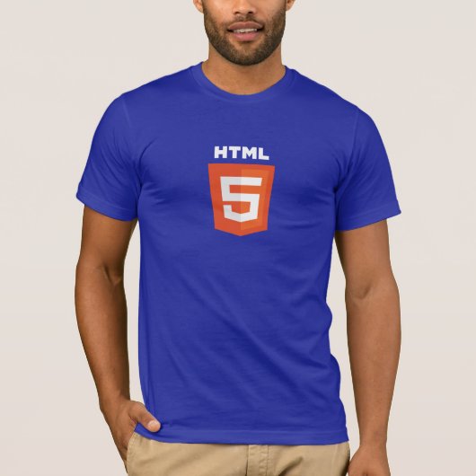 HTML5 donkerblauwe T-shirt (Voorkant)
