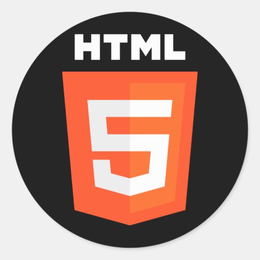 HTML 5-Logo Ronde Sticker (Voorkant)