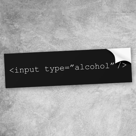 HTML-formulier Invoeralcohol Bumpersticker