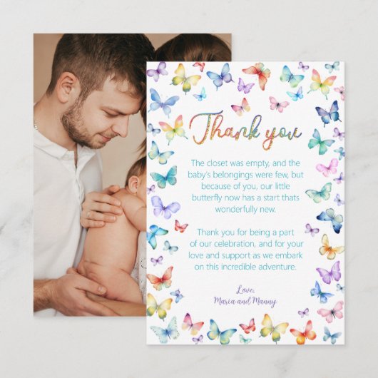 https://www.zazzle.com/butterfly_baby_shower_photo bedankkaart (Voorkant / Achterkant)