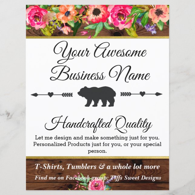 HTV en Vinyl Craft Business Flyer (Voorkant)