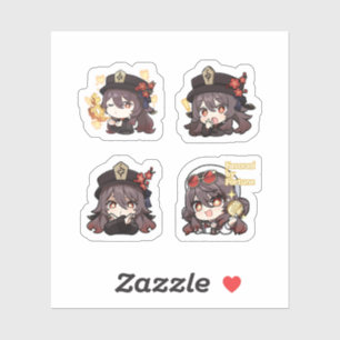 Hu Tao Genshin Impact 4 stuks sticker blad
