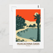 Huacachina Peru Reizen Kunst Vintage Briefkaart (Voorkant / Achterkant)