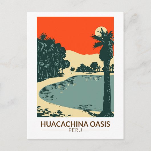 Huacachina Peru Reizen Kunst Vintage Briefkaart (Voorkant)