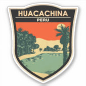 Huacachina Peru Reizen Kunst Vintage Sticker (Voorkant)