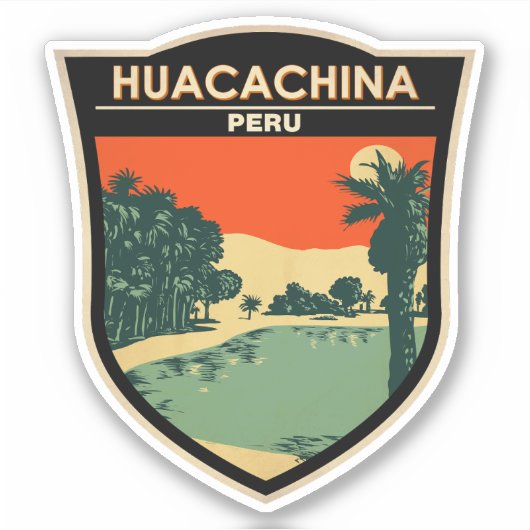 Huacachina Peru Reizen Kunst Vintage Sticker (Voorkant)