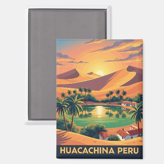  Huacachina Peru Reizen Magneet (Voorkant / Achterkant)