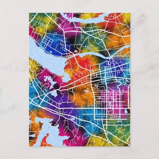 Huainan China Stadsplattegrond Briefkaart (Voorkant)