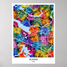 Huainan China Stadsplattegrond Poster