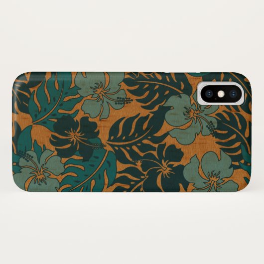 Huakini Bay Hawaiian Hibiscus  Faux Wood Case-Mate iPhone Case (Achterkant (horizontaal))