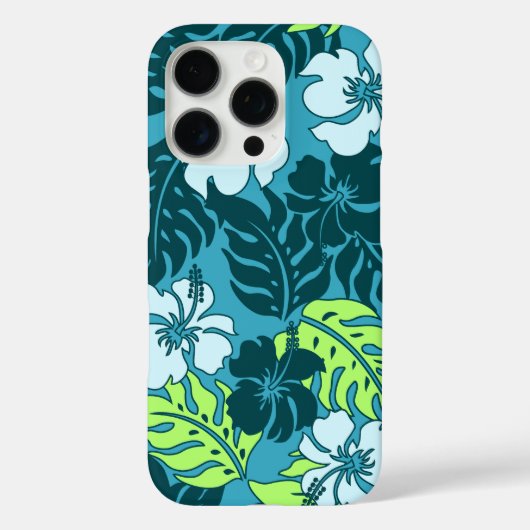 Huakini Bay Hawaiian Hibiscus Floral Blauwgroen Case-Mate iPhone Case (Achterkant)