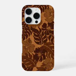 Huakini Bay Hawaiian Hibiscus Nephout Faux Hout iPhone 16 Pro Hoesje
