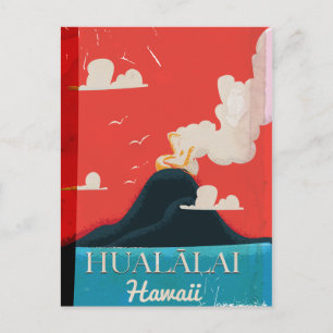 Hualālai vulkaan vintage Hawaii reisposter Briefkaart