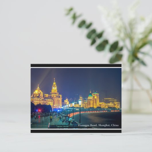 © Huangpu Bund Night Uitzicht, Shanghai, China Briefkaart (Staand voorkant)