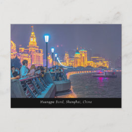 © Huangpu Bund Night Uitzicht, Shanghai, China Briefkaart