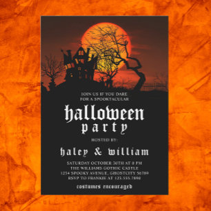 Huanted House Maan Spooktacular Halloween Feest Kaart