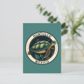 Huatulco Mexico Turtle Badge Briefkaart (Staand voorkant)