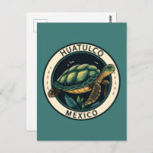 Huatulco Mexico Turtle Badge Briefkaart (Voorkant / Achterkant)