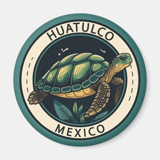 Huatulco Mexico Turtle Badge Magneet (Voorkant)